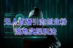 外面收费3980的无人直播引流创业粉落地实操玩法，单日引100+精准创业粉