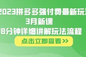 2023拼多多强付费最新玩法，3月新课​78分钟详细讲解玩法流程