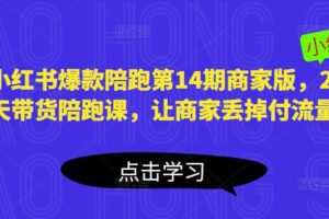 小红书爆款陪跑第14期商家版，21天带货陪跑课，让商家丢掉付流量