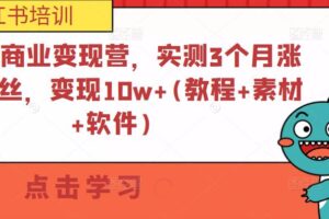 小红书商业变现营，实测3个月涨18w粉丝，变现10w+(教程+素材+软件)