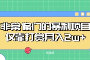 非常偏门的暴利项目，仅靠打赏月入2w+