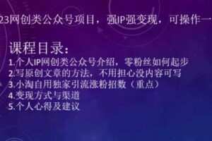 小淘2023网创类公众号项目，强IP强变现，可操作一辈子