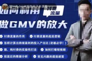 如何利用付费流量GMV的放大，微付费、纯付费的实操型打法