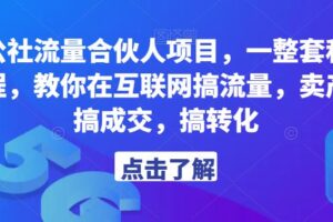 第九公社流量合伙人项目，一整套私域流量课程，教你在互联网搞流量，卖产品，搞成交，搞转化