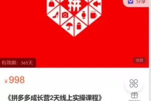 【捐赠[红包]19.90·《C0685-秋秋漫画电商-《拼多多成长营2天线上实操课程》》】