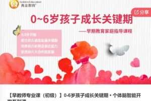 【49[红包]·S6578【早教师专业课（初级）】0-6岁孩子成长关键期 • 个体脑智能开发系列课】
