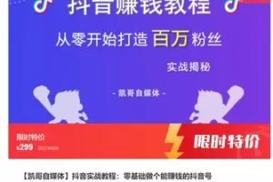 【22[红包]·S7473【凯哥自媒体】抖音实战教程：零基础做个能赚钱的抖音号】