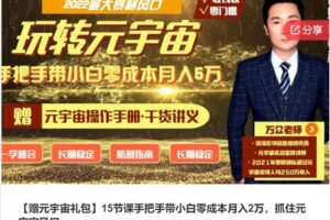【22[红包]·S783915节课手把手带小白零成本月入2万，抓住元宇宙风口】