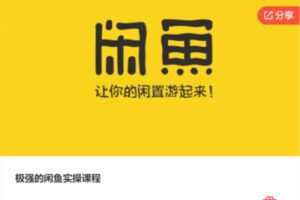 【38[红包]·F0103极强的闲鱼实操课程】