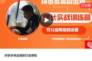 【59[红包]·F0112拼多多单品爆款打造课程】