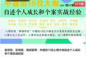 【27[红包]·F0242赵旭东、张海音、施琪嘉等：中德班15位心理大咖自述个人成长和个案实战经验】