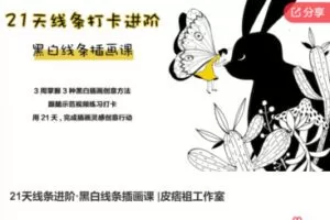 【19[红包]·F0464.21天线条进阶·黑白线条插画课 |皮痞祖工作室】