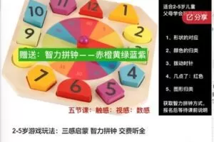 【49[红包]·F0707.2-5岁游戏玩法：三感启蒙 智力拼钟 交费听全】