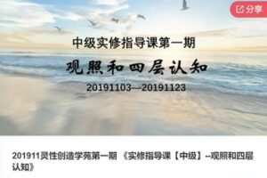 【49[红包]·F0962【缺语音直播】201911灵性创造学苑第一期 《实修指导课【中级】–观照和四层认知》】