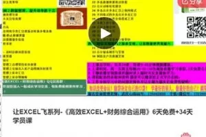 【20[红包]·F1081让EXCEL飞系列-《高效EXCEL+财务综合运用》6天免费+34天学员课】