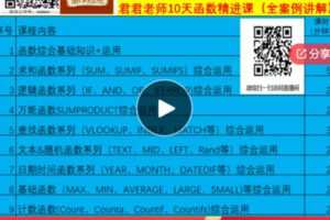 【12[红包]·F1250君君老师—《10天9大系列50个函数精进实操综合课》】