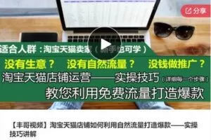 【27[红包]·S7380【丰哥视频】淘宝天猫店铺如何利用自然流量打造爆款——实操技巧讲解】