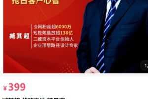【捐赠[红包]29.90·《AL5112-臧其超 战略定位 精品课_三藏汇投文化》】