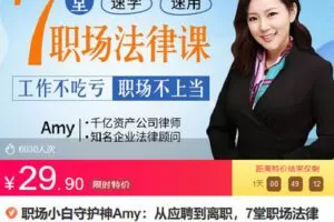 【捐赠[红包]2.90·《Z6791-lizhi-职场小白守护神Amy：从应聘到离职，7堂职场法律课，让你工作更安心》】