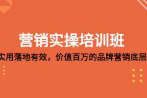 营销实操培训班：简单实用落地有效，价值百万的品牌营销底层逻辑