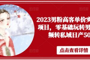 2023男粉高客单价实操落地项目，零基础玩转男粉短视频转私域日产500+