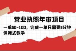 营业执照年审项目，一单50-100，完成一单只需要5分钟，保姆式教学