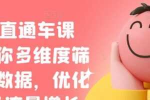 盗坤·直通车课程，教你多维度筛选分析数据，优化店铺及流量增长
