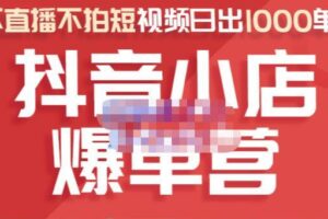 推易电商·2022年抖音小店爆单营，不直播、不拍短视频、日出1000单，暴力玩法