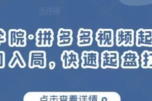 久歌商学院·拼多多视频起店，实现蓝海项目入局，快速起盘打爆店铺