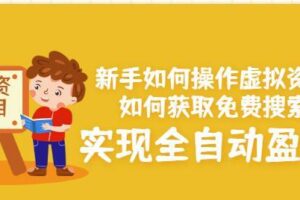 新手如何操作虚拟资源项目：如何获取免费搜索流量，实现全自动盈利！