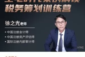【捐赠[红包]68.88·《AL4646-大成方略财务职场-全电时代案例解读税筹大专栏–徐之光》】