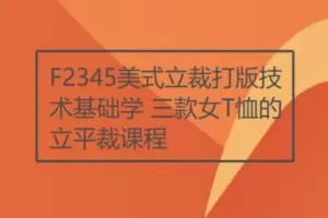 【15[红包]·F2345美式立裁打版技术基础学 三款女T恤的立平裁课程】