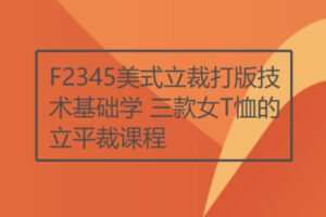 【15[红包]·F2345美式立裁打版技术基础学 三款女T恤的立平裁课程】