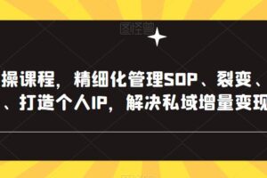 私域实操课程，精细化管理SOP、裂变、复购、转粉、打造个人IP，解决私域增量变现问题