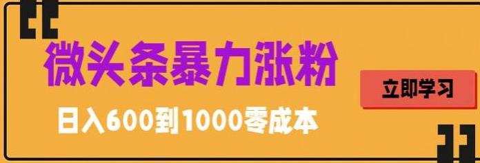 微头条暴力涨粉技巧搬运文案就能涨几万粉丝，简单0成本，日赚600【揭秘】