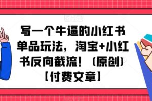 写一个牛逼的小红书单品玩法，淘宝+小红书反向截流！(原创)【付费文章】