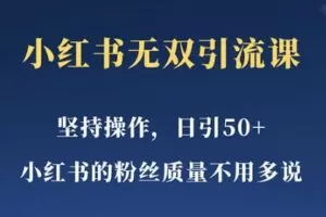 小红书无双课一天引50+女粉，不用做视频发视频，小白也很容易上手拿到结果【仅揭秘】