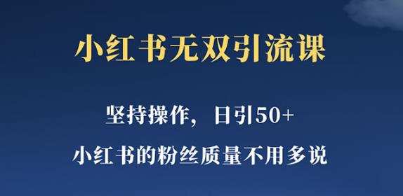 小红书无双课一天引50+女粉，不用做视频发视频，小白也很容易上手拿到结果【仅揭秘】