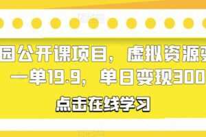幼儿园公开课项目，虚拟资源变现，一单19.9，单日变现300
