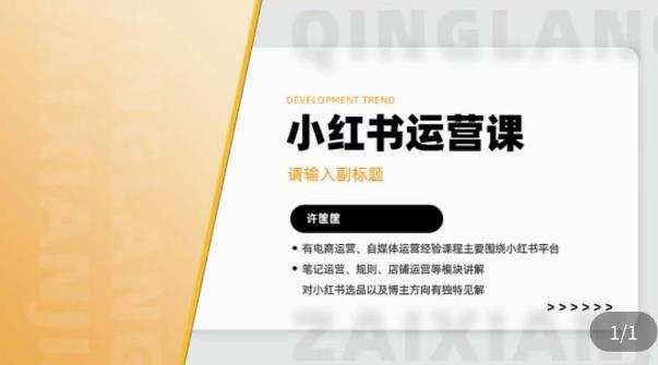 许筐筺·小红书运营课,笔记运营、规则、店铺运营等模块讲解,学会自己独立运营小红书账号