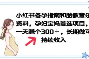 小红书备孕指南和胎教音乐资料孕妇宝妈首选项目一天赚个300＋长期可做【揭秘】