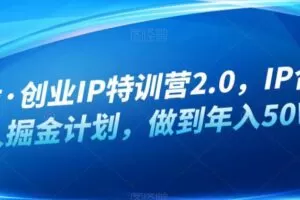 白龙·创业IP特训营2.0，IP合伙人掘金计划，做到年入50W