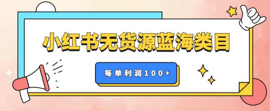 小红书无货源做蓝海类目【每单利润50-200+】,单月轻松过万【揭秘】