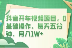 抖音开车视频项目，0基础操作，每天五分钟，月入1W+【揭秘】