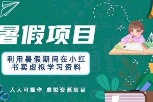 利用暑假期间在小红书卖虚拟学习资料，人人可操作的虚拟资源项目【揭秘】