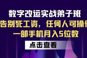 数字改运实战弟子班：告别死工资，任何人可操作，一部手机月入5位数