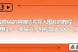 外面收费66的将微信号导入图片的教程，可自用或卖教程，一单66元，轻松日入300+【揭秘】