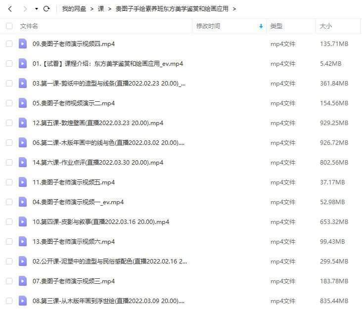 贵图子2022手绘素养班：东方美学鉴赏和绘画应用【画质还行只有视频】