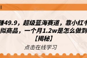 一单赚49.9，超级蓝海赛道，靠小红书卖这个虚拟商品，一个月1.2w是怎么做到的？【揭秘】