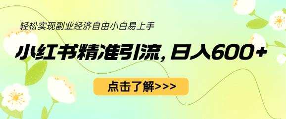 小红书精准引流,小白日入600+,轻松实现副业经济自由(教程+1153G资源)